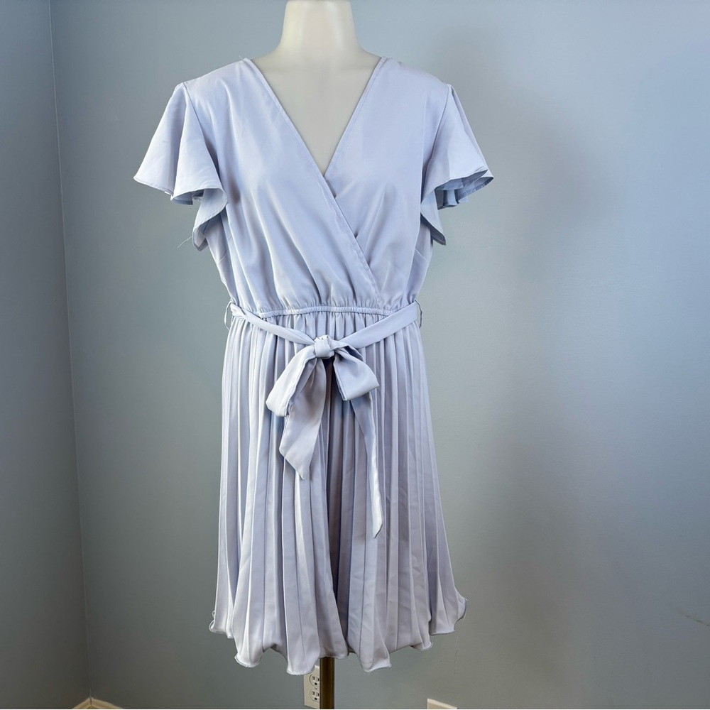 Chic Light Blue Wrap Mini Dress